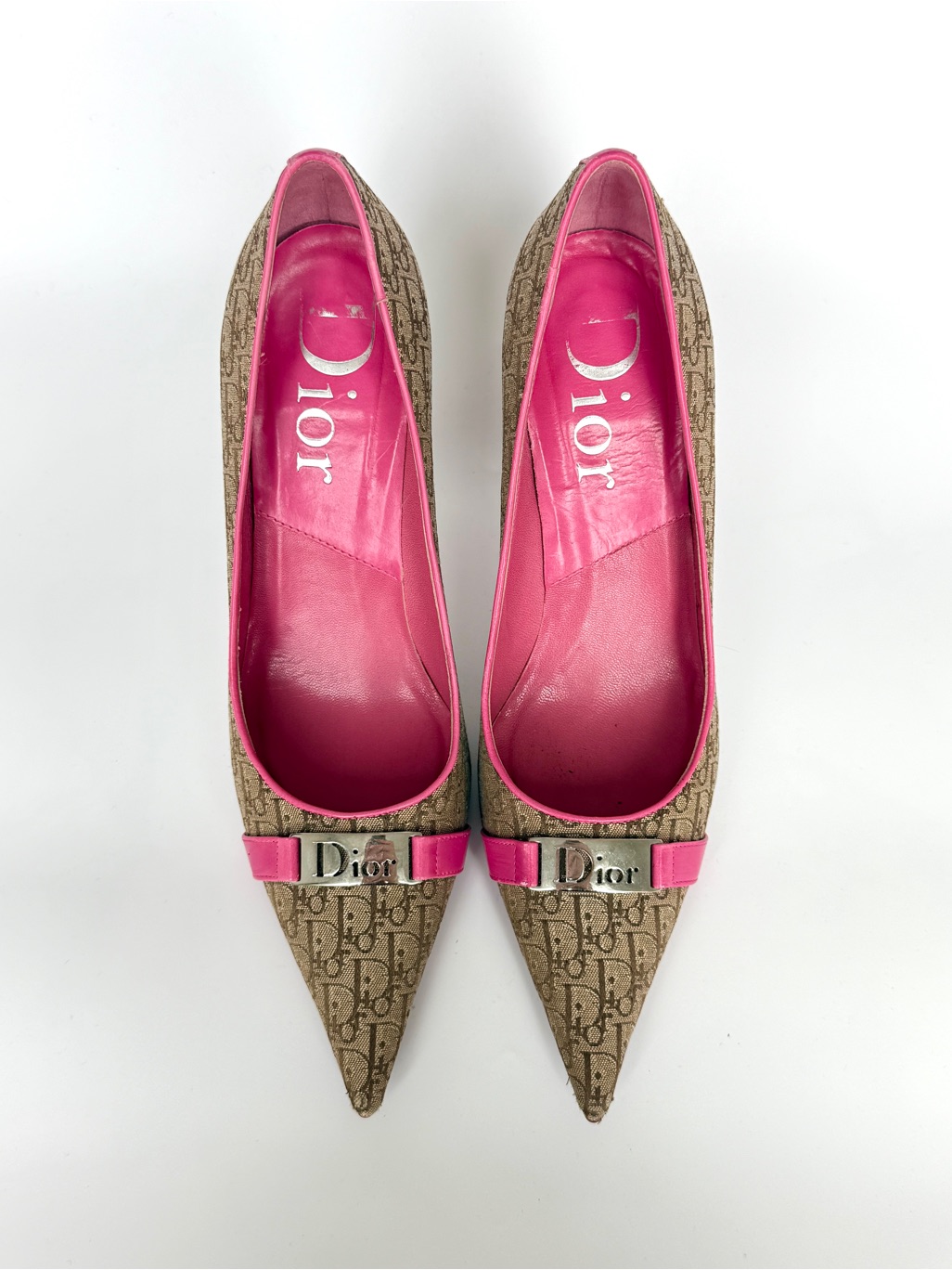 Dior Pink Diorissimo Monogram Pointed Toe Pumps Size Eu 38